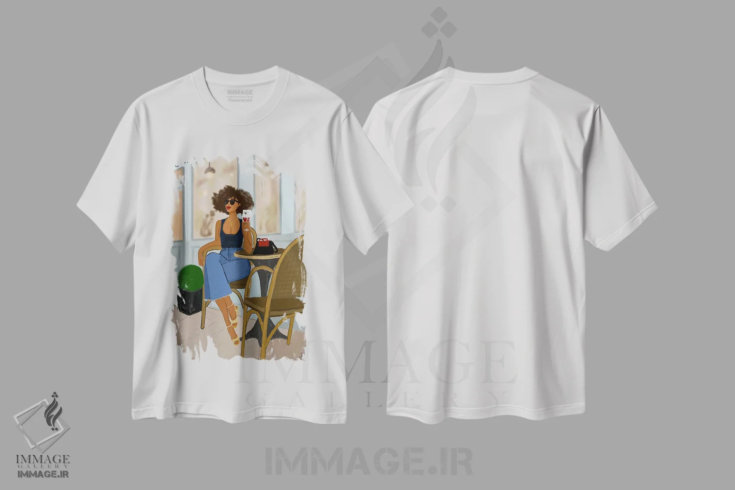 تیشرت سفید طرح دار قهوه پاریس، هنر آمریکایی آفریقایی تبار اثر نیکل کوبی | فروشگاه ایماژ