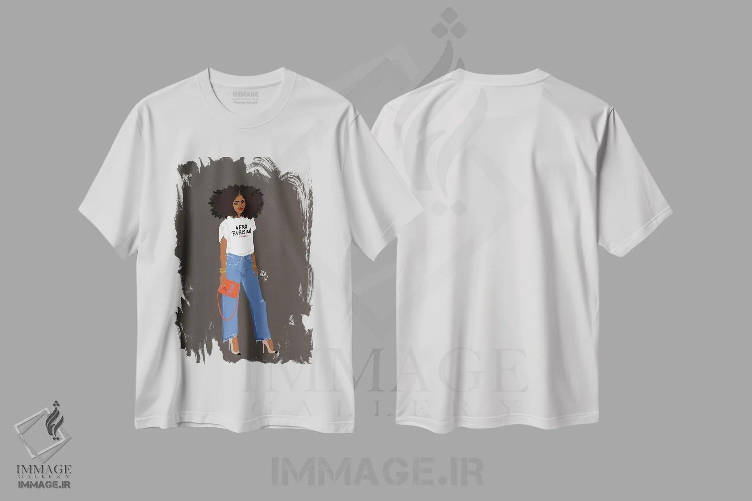 تیشرت سفید طرح دار آفرو-پاریسی، هنر آمریکایی آفریقایی تبار اثر نیکل کوبی | immage.ir