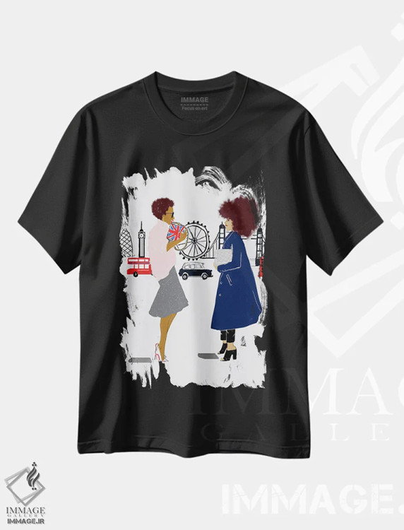 تیشرت مشکی طرح دار لندن سیاه، هنر آمریکایی آفریقایی تبار اثر نیکل کوبی | immage.ir