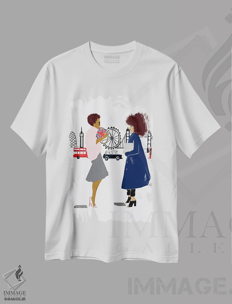تیشرت سفید طرح دار لندن سیاه، هنر آمریکایی آفریقایی تبار اثر نیکل کوبی | فروشگاه ایماژ