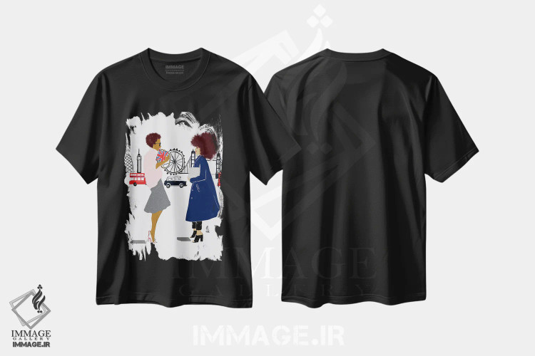 تیشرت مشکی طرح دار لندن سیاه، هنر آمریکایی آفریقایی تبار اثر نیکل کوبی | immage.ir