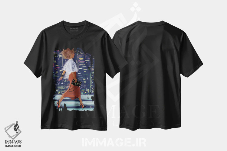 تیشرت مشکی طرح دار سریع ۱، هنر آمریکایی آفریقایی تبار اثر نیکل کوبی | فروشگاه ایماژ