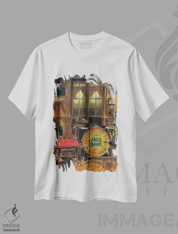 تیشرت سفید طرح دار صحنه پرزرویشن هال، هنر فاخر معاصر اثر کیت اولشلگر | فروشگاه ایماژ