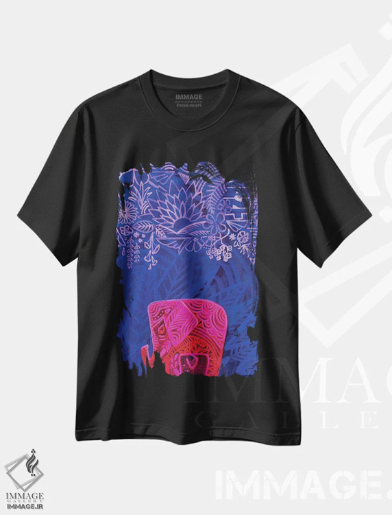 تیشرت مشکی طرح دار غول با قلب تو، آبستره اثر کولورمور | immage.ir