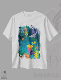 تیشرت سفید طرح دار رهایش کن، آبستره اثر کولورمور | immage.ir