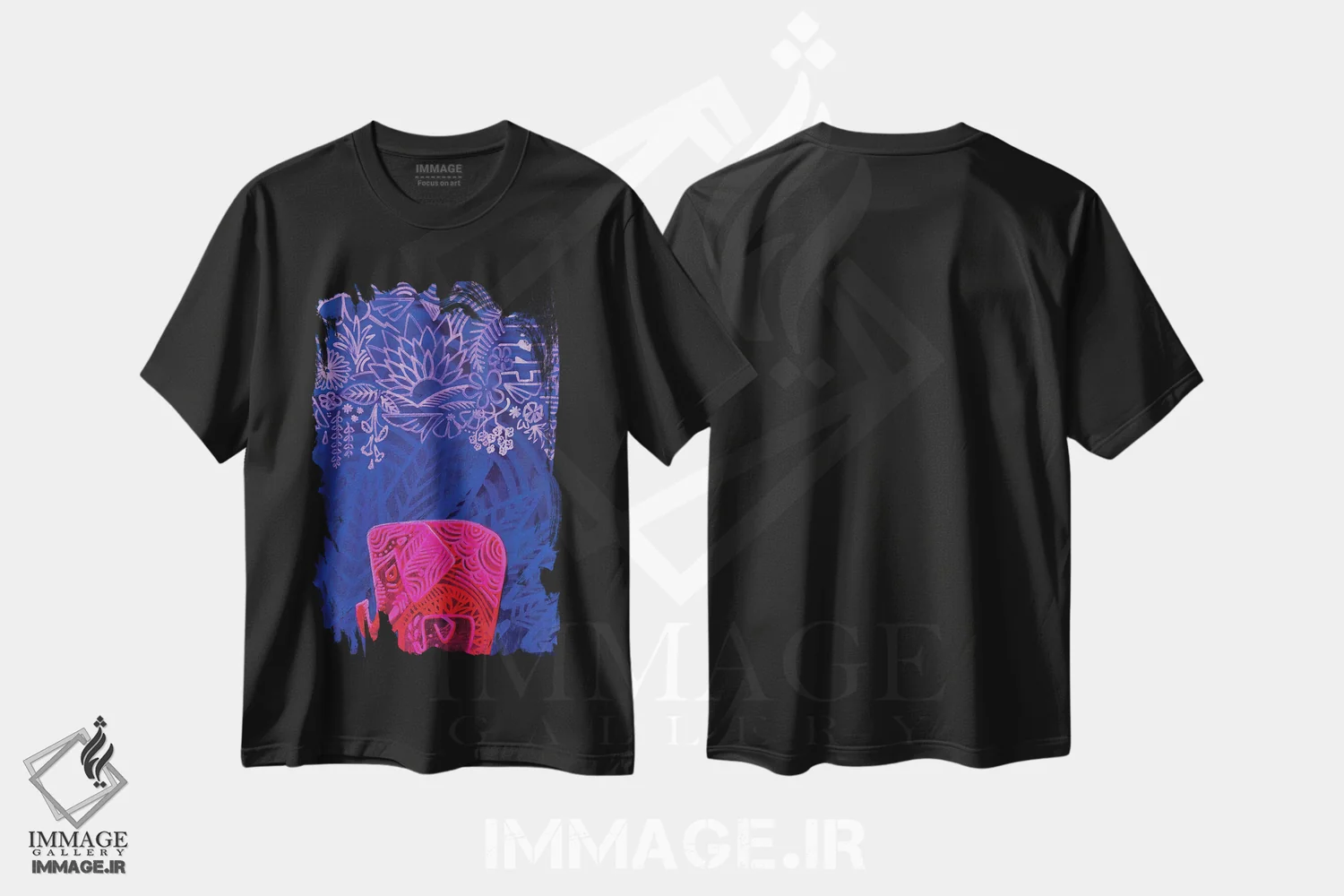 تیشرت مشکی طرح دار غول با قلب تو، آبستره اثر کولورمور | immage.ir