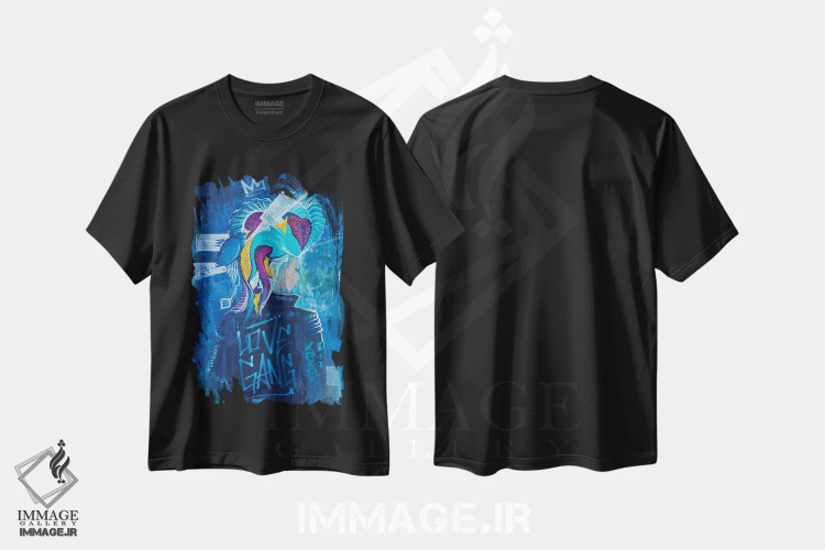 تیشرت مشکی طرح دار دار و دسته عشق، آبستره اثر کولورمور | immage.ir