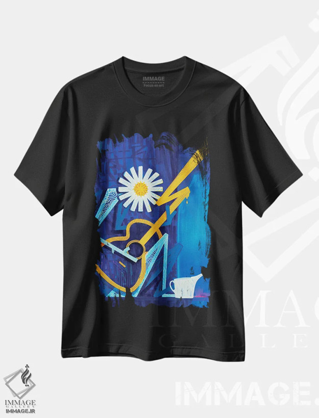 تیشرت مشکی طرح دار غم های همیشگی، آبستره اثر کولورمور | فروشگاه ایماژ