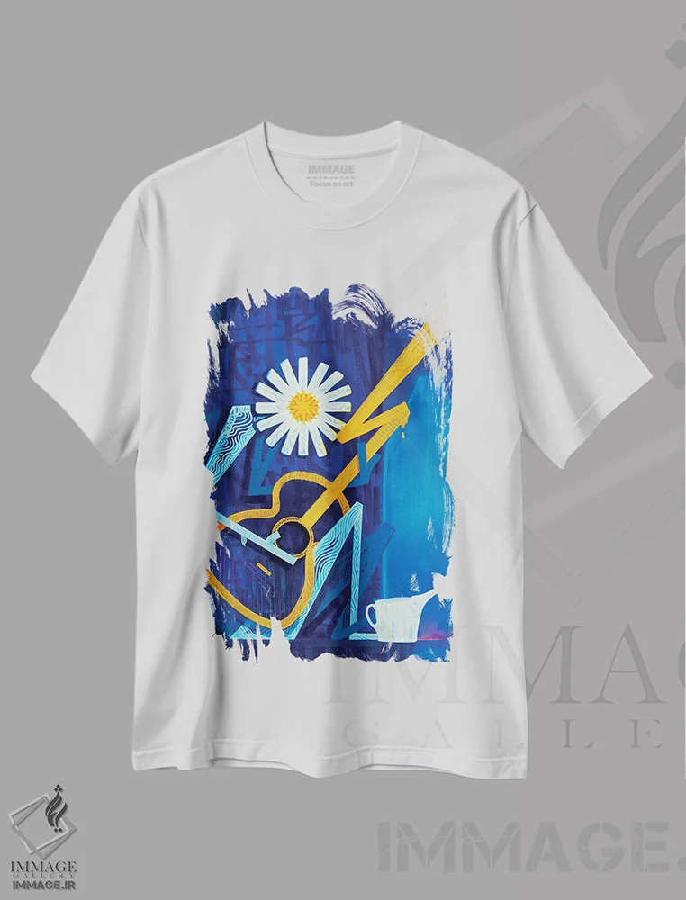 تیشرت سفید طرح دار غم های همیشگی، آبستره اثر کولورمور | immage.ir