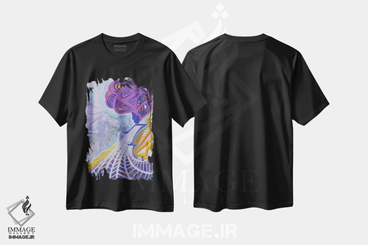 تیشرت مشکی طرح دار رقص رز، آبستره اثر کولورمور | immage.ir