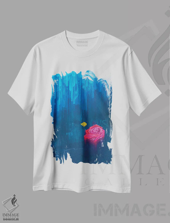 تیشرت سفید طرح دار زنبور آرام ۲، آبستره اثر کولورمور | فروشگاه ایماژ