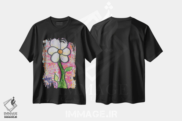 تیشرت مشکی طرح دار وقتی او لبخند می زند، مدیوم اثر کولورمور | فروشگاه ایماژ