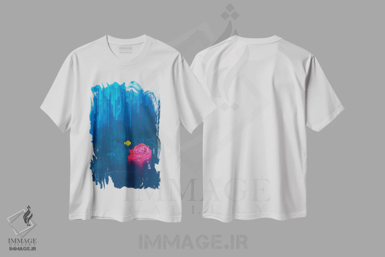 تیشرت سفید طرح دار زنبور آرام ۲، آبستره اثر کولورمور | فروشگاه ایماژ