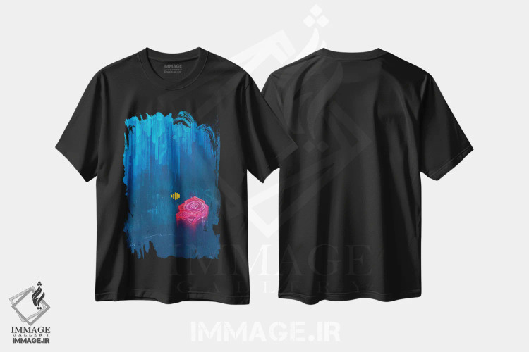 تیشرت مشکی طرح دار زنبور آرام ۲، آبستره اثر کولورمور | immage.ir