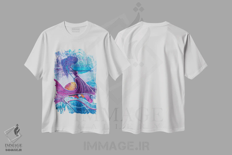 تیشرت سفید طرح دار رقص گل ها ۱، آبستره اثر کولورمور | immage.ir