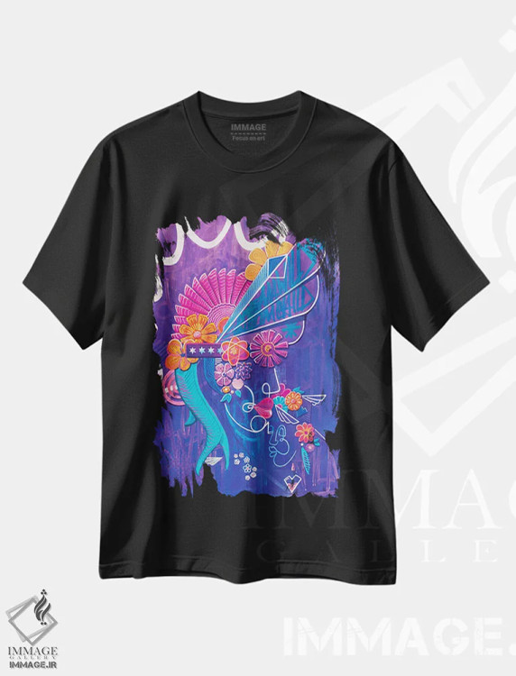 تیشرت مشکی طرح دار کودک شکوفه، آبستره اثر کولورمور | فروشگاه ایماژ