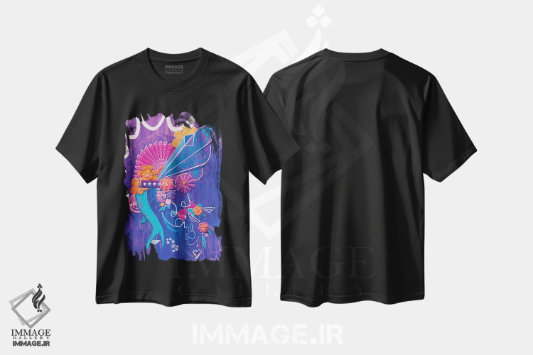 تیشرت مشکی طرح دار کودک شکوفه، آبستره اثر کولورمور | فروشگاه ایماژ