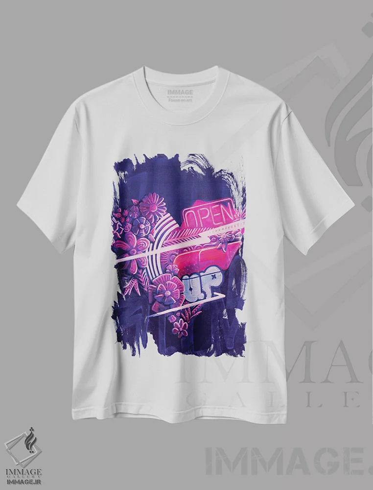 تیشرت سفید طرح دار شکوفه شجاع و جسور، مدیوم اثر کولورمور | فروشگاه ایماژ