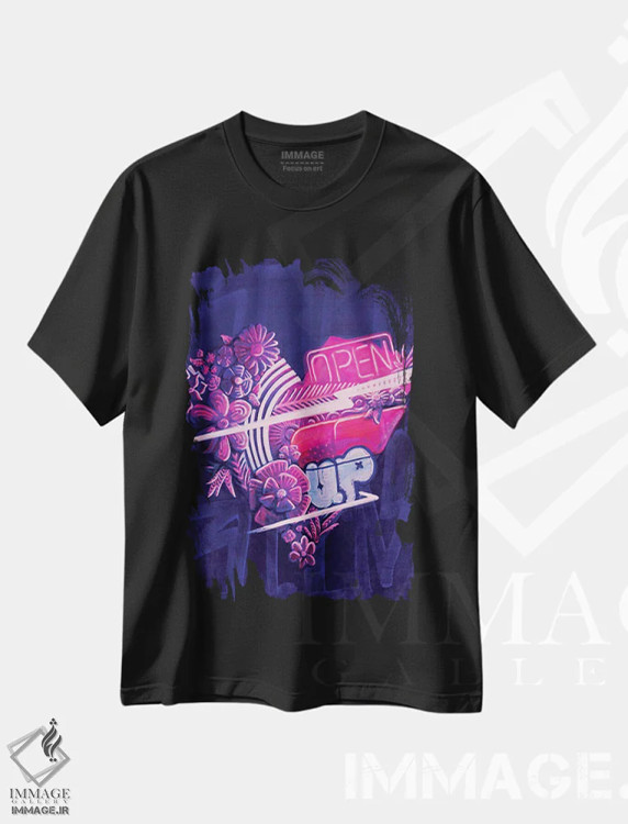 تیشرت مشکی طرح دار شکوفه شجاع و جسور، مدیوم اثر کولورمور | immage.ir