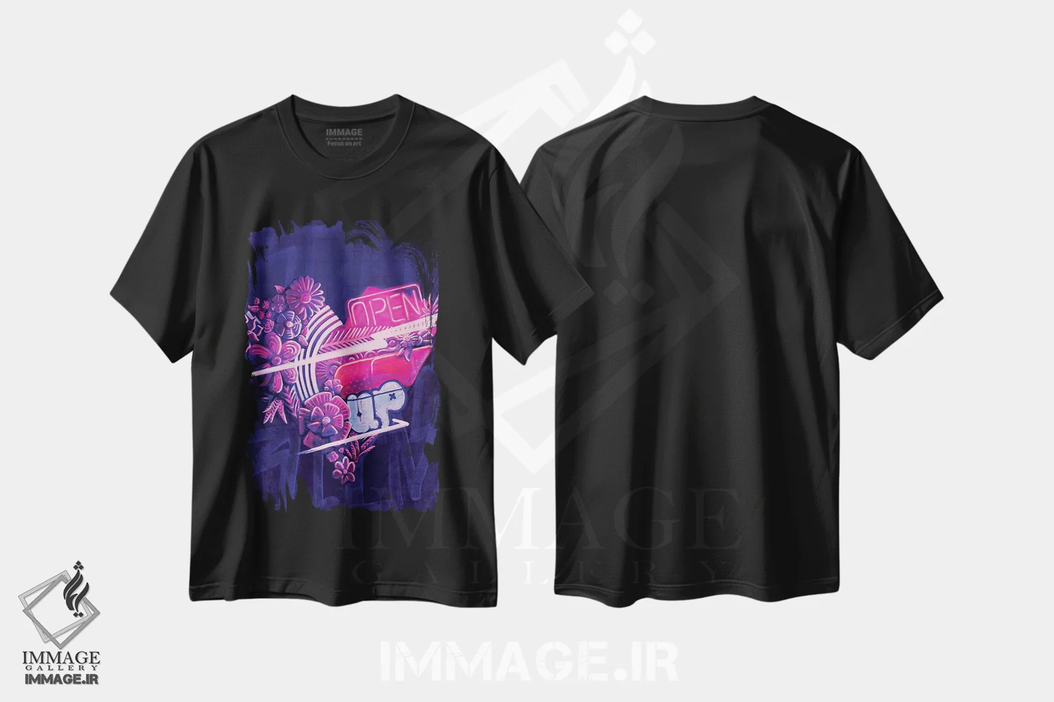 تیشرت مشکی طرح دار شکوفه شجاع و جسور، مدیوم اثر کولورمور | immage.ir