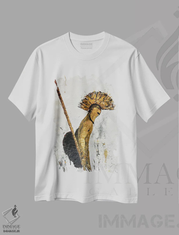 تیشرت سفید طرح دار گلادیاتور، هنر فاخر معاصر اثر کوروش نژاد | immage.ir