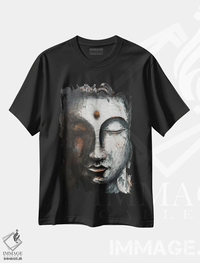 تیشرت مشکی طرح دار بودا، دکور آسیایی اثر کوروش نژاد | immage.ir