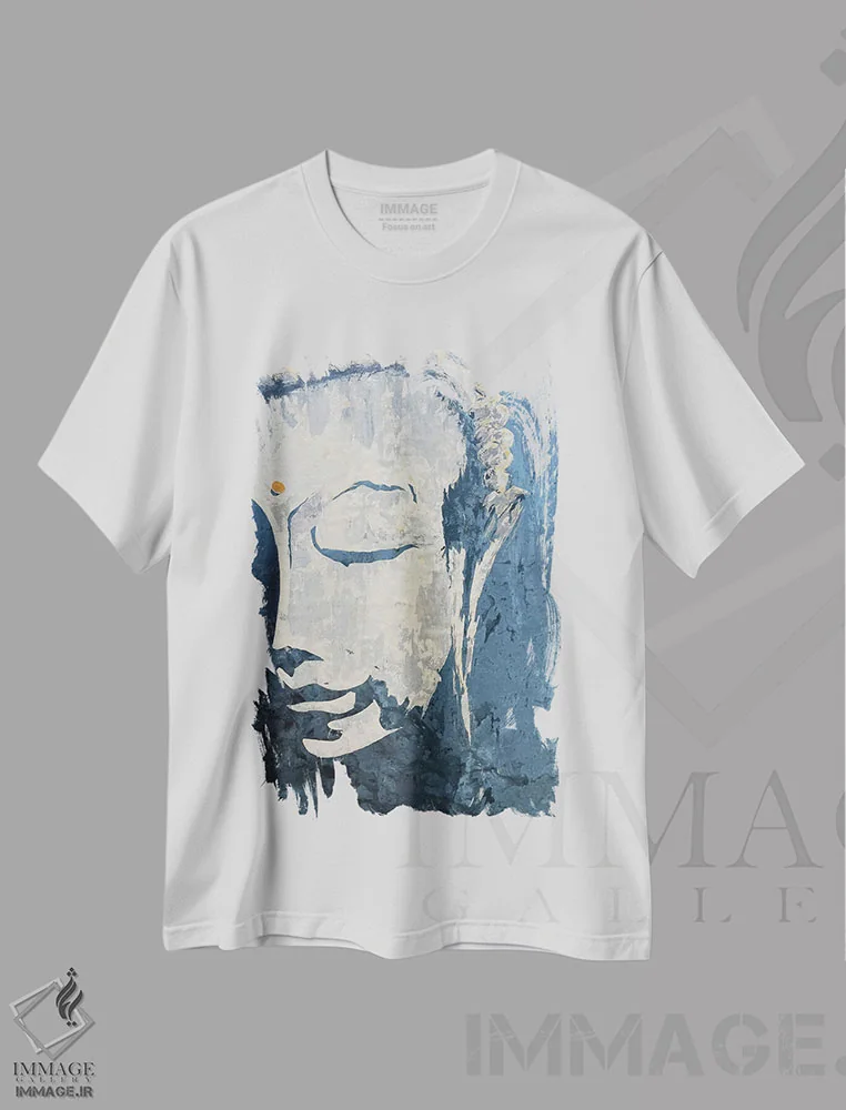 تیشرت سفید طرح دار بودا، دکور آسیایی اثر کوروش نژاد | immage.ir