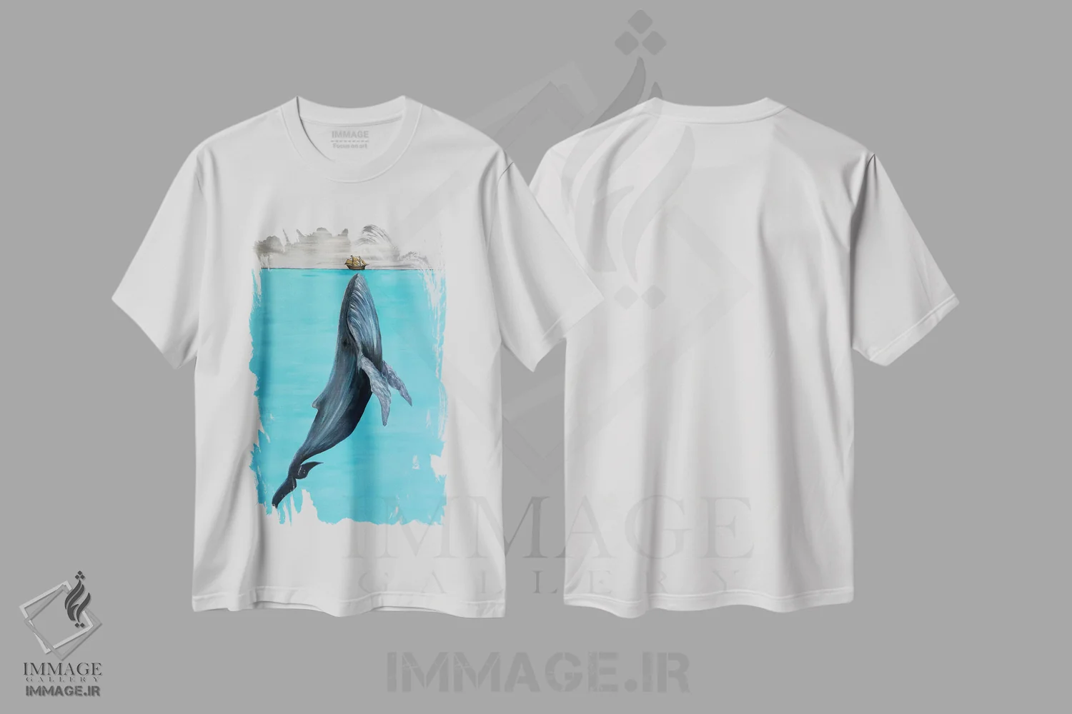 تیشرت سفید طرح دار خانه ما، تزئینی اثر کوروش نژاد | فروشگاه ایماژ