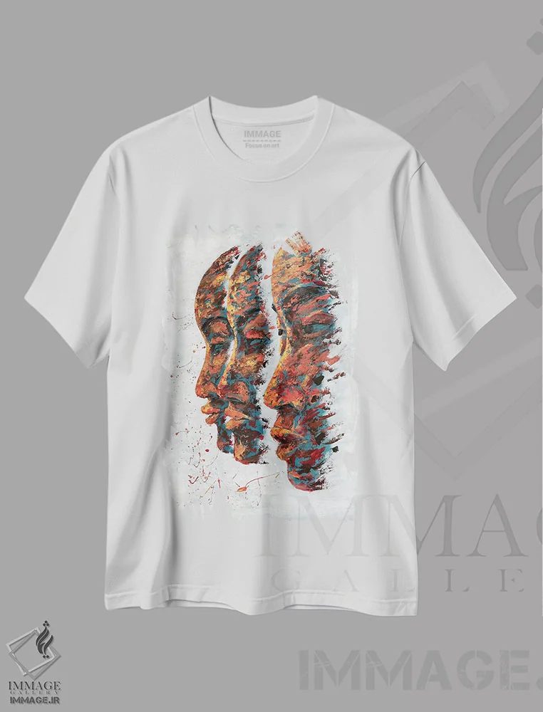تیشرت سفید طرح دار همه رنگ ها، هنر آمریکایی آفریقایی تبار اثر کوروش نژاد | immage.ir