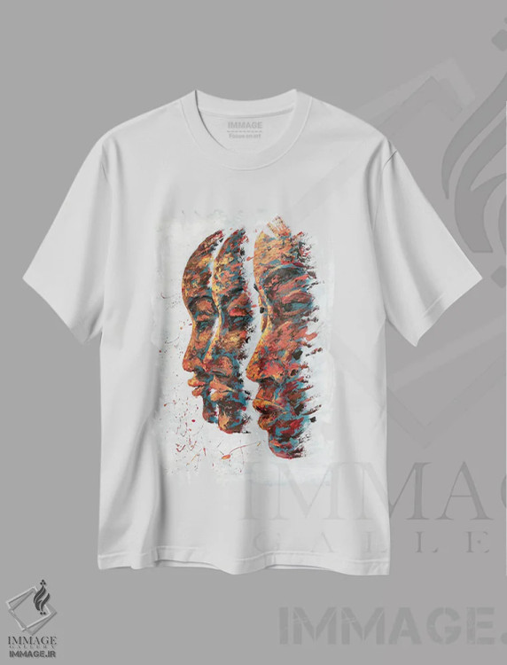 تیشرت سفید طرح دار همه رنگ ها، هنر آمریکایی آفریقایی تبار اثر کوروش نژاد | immage.ir