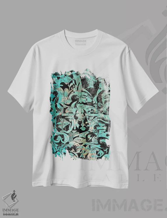 تیشرت سفید طرح دار وایکینگ ها و سلت ها، آبستره اثر کوروش نژاد | فروشگاه ایماژ