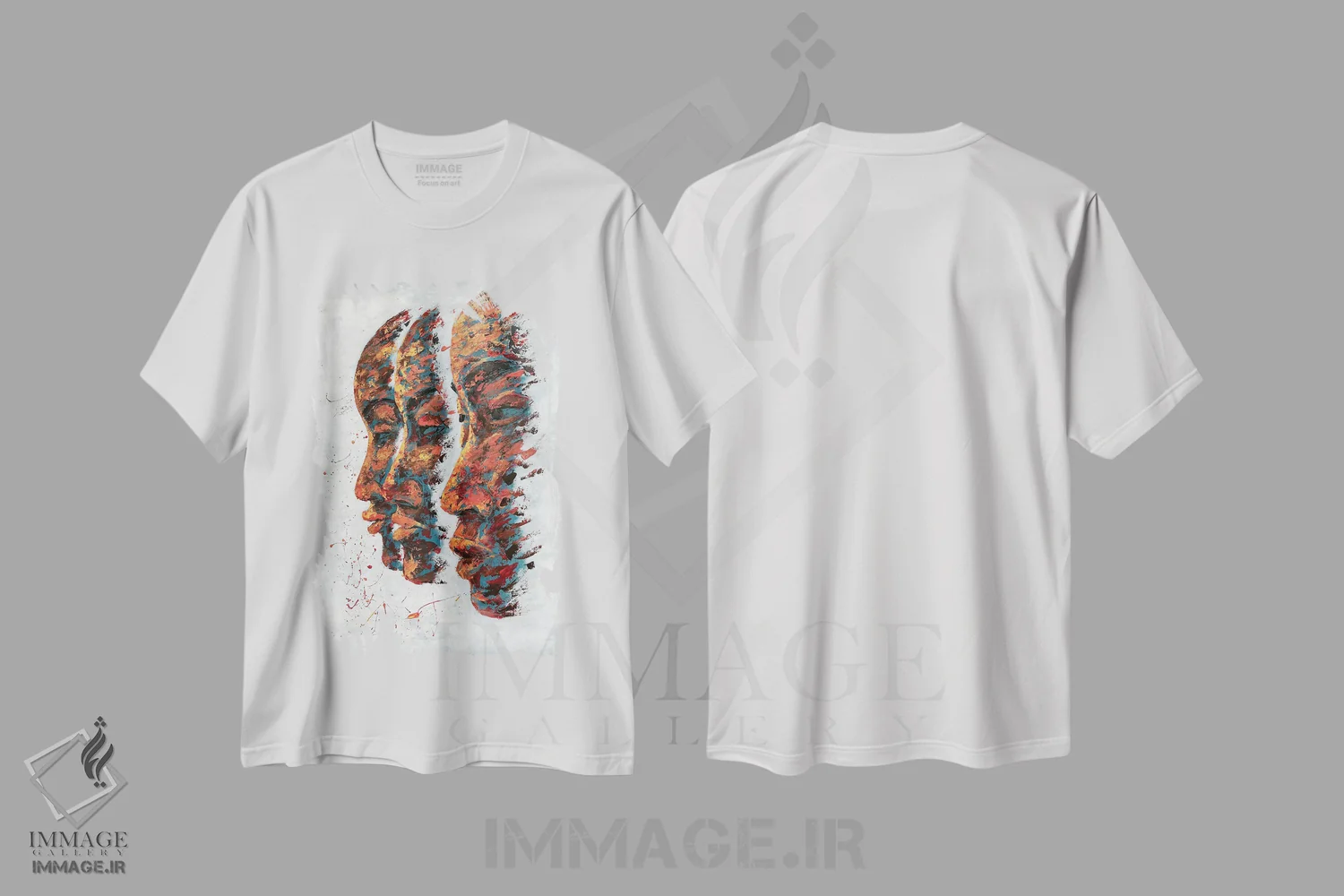 تیشرت سفید طرح دار همه رنگ ها، هنر آمریکایی آفریقایی تبار اثر کوروش نژاد | immage.ir