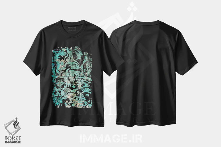 تیشرت مشکی طرح دار وایکینگ ها و سلت ها، آبستره اثر کوروش نژاد | immage.ir