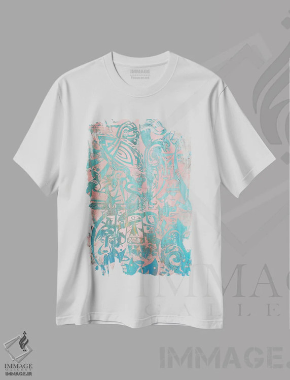 تیشرت سفید طرح دار زمین، آبستره اثر کوروش نژاد | immage.ir