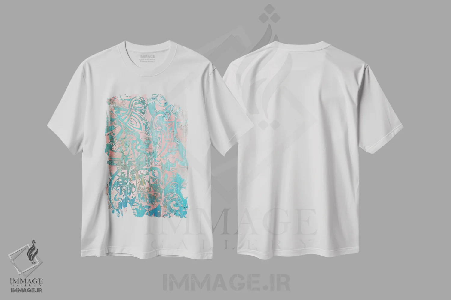 تیشرت سفید طرح دار زمین، آبستره اثر کوروش نژاد | immage.ir