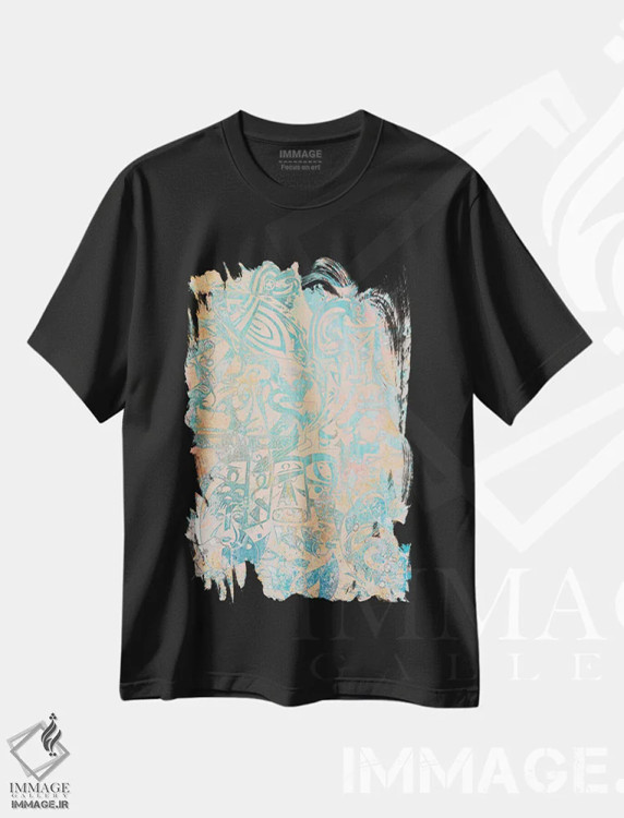 تیشرت مشکی طرح دار زمین، آبستره اثر کوروش نژاد | immage.ir