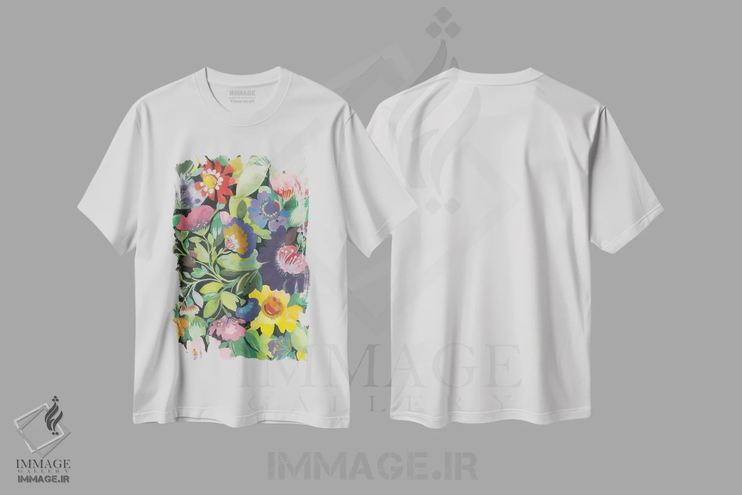 تیشرت سفید طرح دار شقایق بنفش، تزئینی اثر کیم پارکر | فروشگاه ایماژ