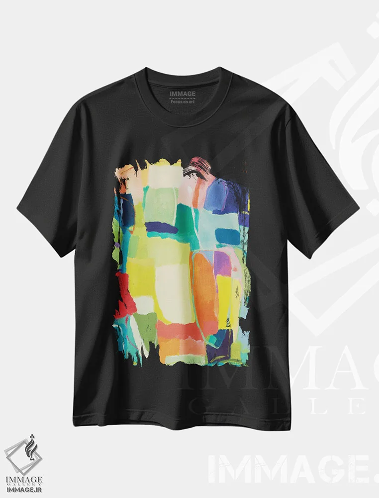 تیشرت مشکی طرح دار جستار شهری ۲۴ اثر کیم پارکر | immage.ir