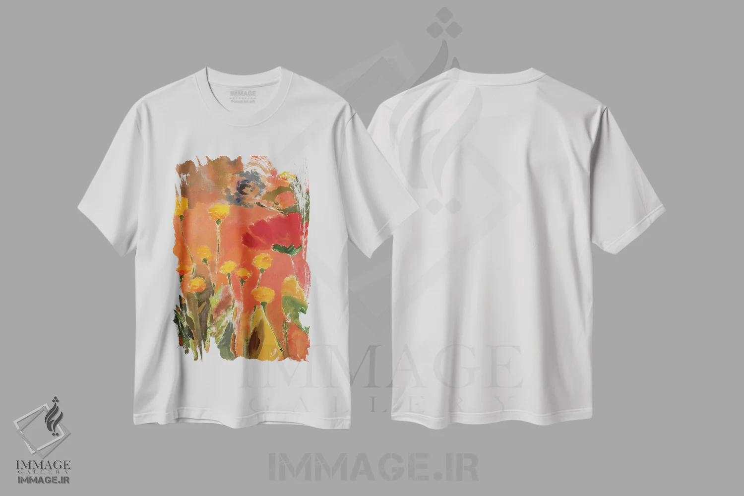 تیشرت سفید طرح دار قاصدک ها، آبستره اثر کیم پارکر | immage.ir