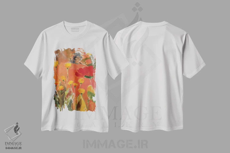 تیشرت سفید طرح دار قاصدک ها، آبستره اثر کیم پارکر | immage.ir