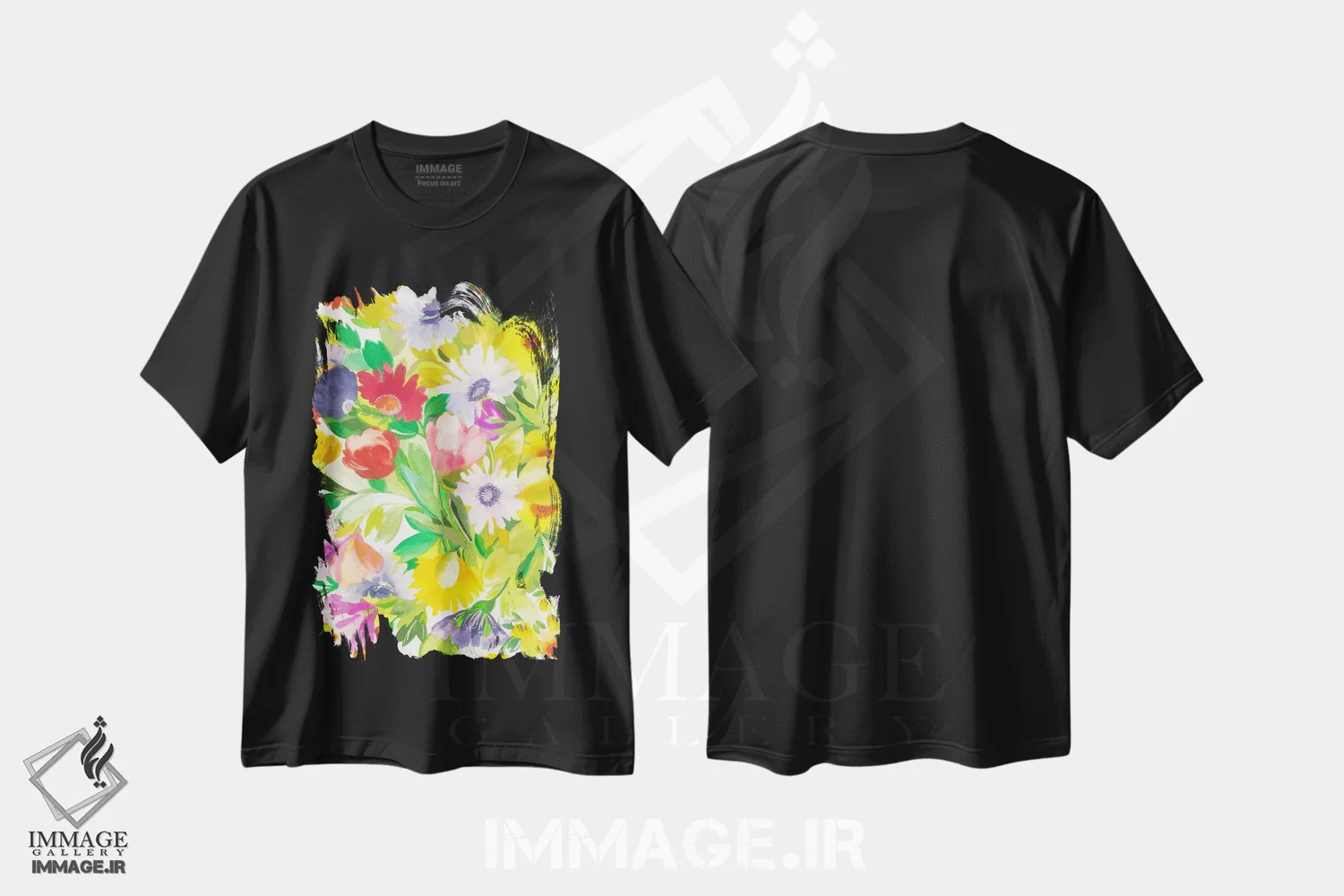 تیشرت مشکی طرح دار لاله های فروردین، مدیوم اثر کیم پارکر | immage.ir