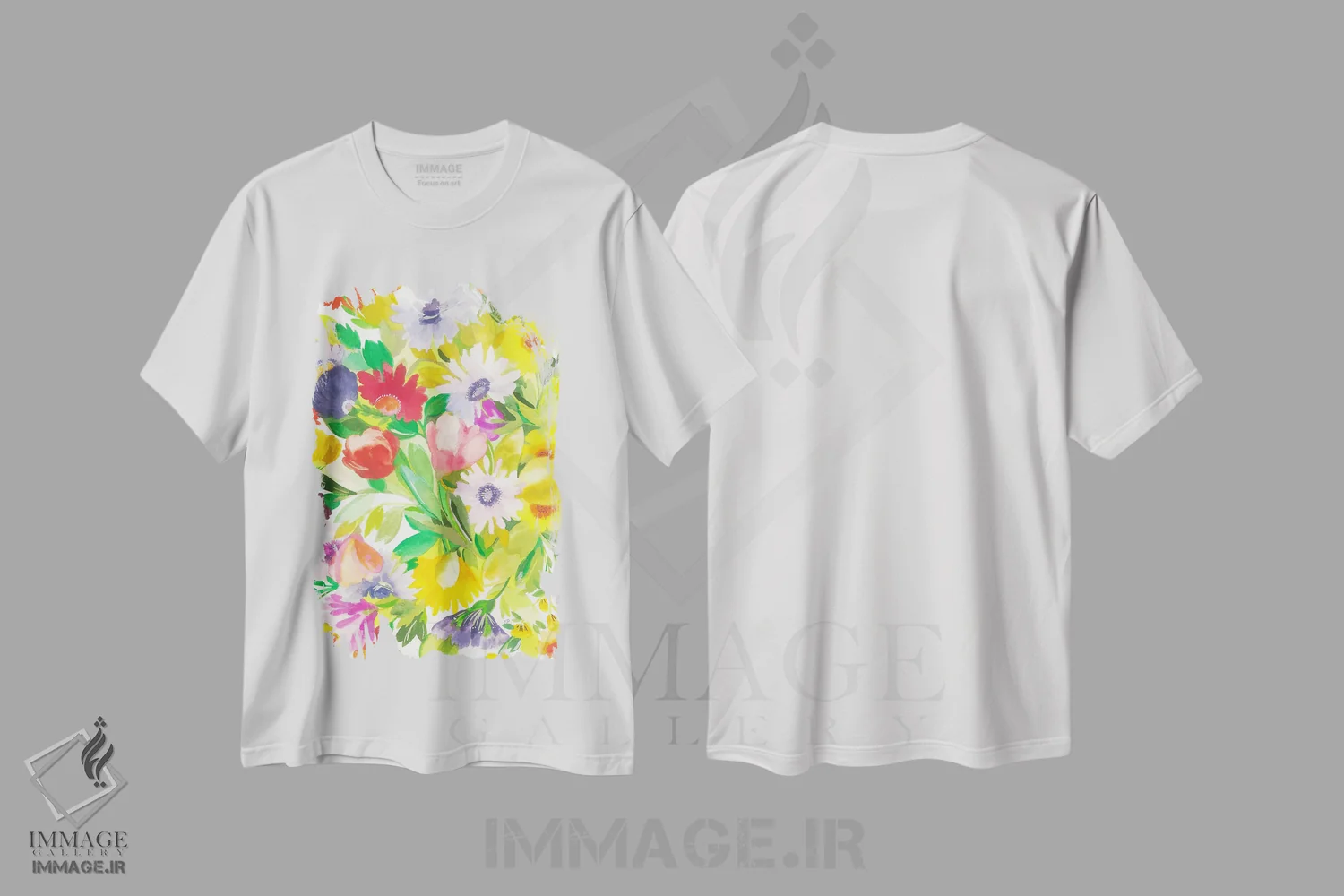 تیشرت سفید طرح دار لاله های فروردین، مدیوم اثر کیم پارکر | فروشگاه ایماژ
