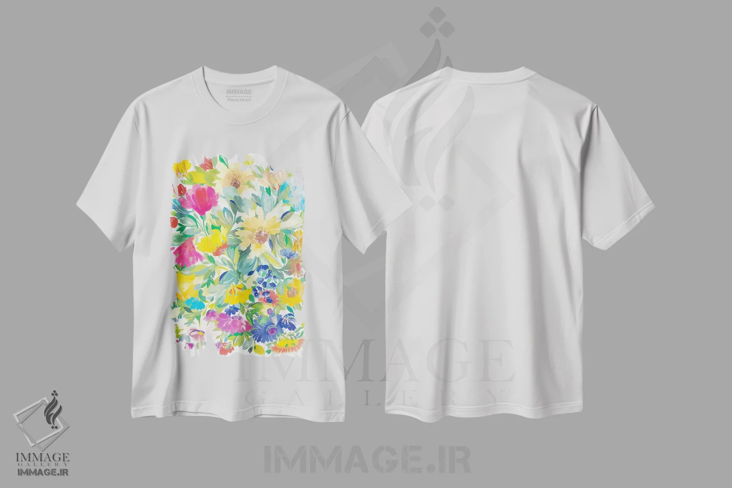 تیشرت سفید طرح دار دسته گل چمنزار، مدیوم اثر کیم پارکر | فروشگاه ایماژ