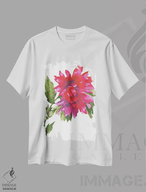 تیشرت سفید طرح دار کوکب وحشی ارغوانی، دکور معاصر اثر کیم پارکر | فروشگاه ایماژ