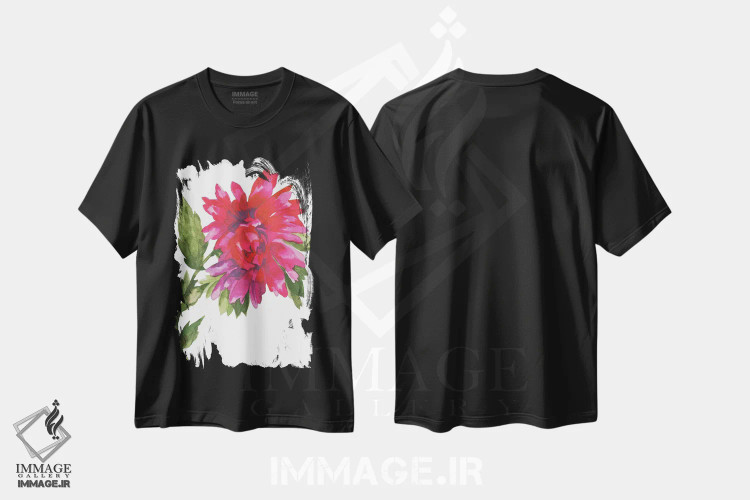 تیشرت مشکی طرح دار کوکب وحشی ارغوانی، دکور معاصر اثر کیم پارکر | immage.ir