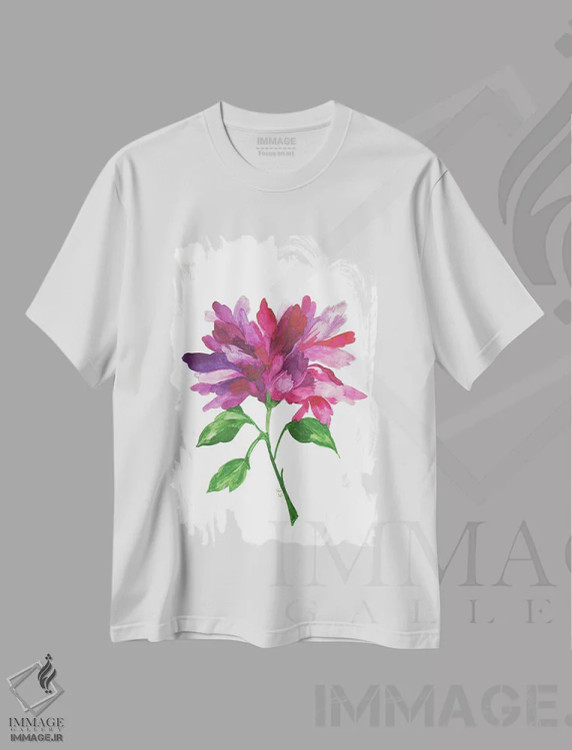 تیشرت سفید طرح دار مگنولیا بنفش، دکور معاصر اثر کیم پارکر | immage.ir