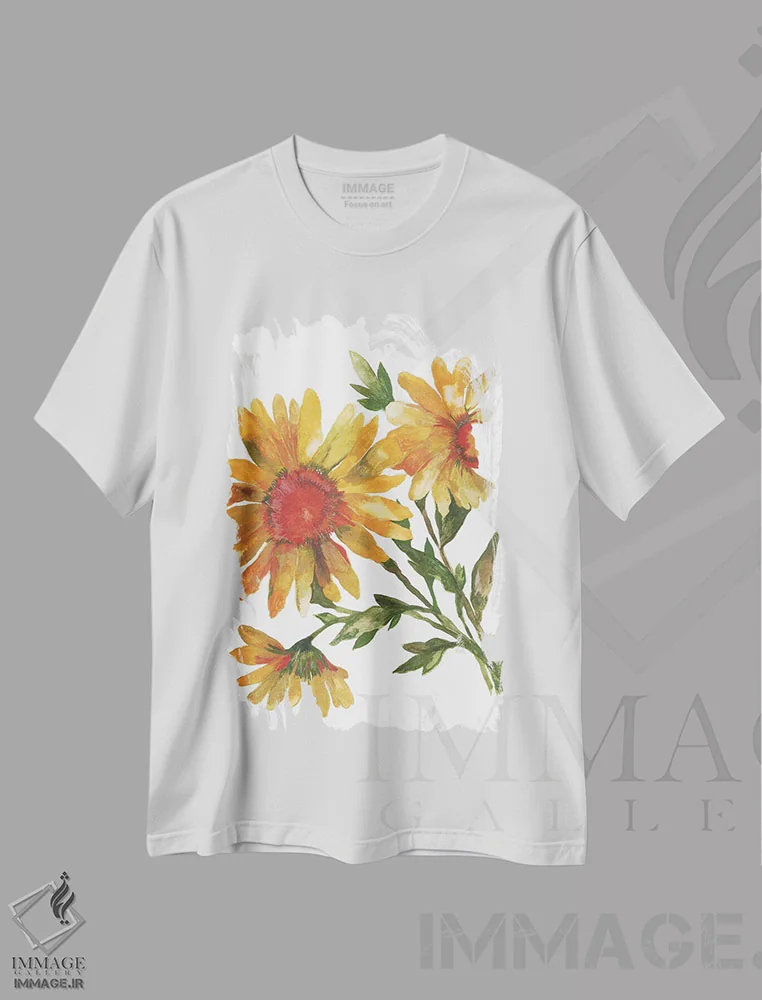تیشرت سفید طرح دار آفتابگردان های پروانس، دکور معاصر اثر کیم پارکر | immage.ir