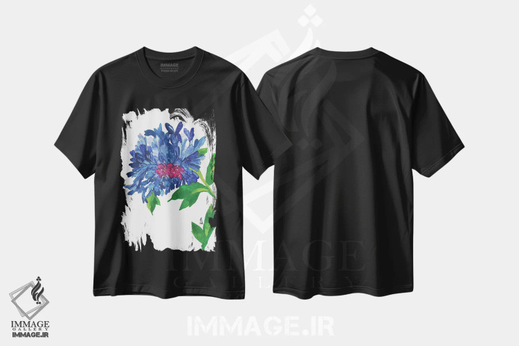 تیشرت مشکی طرح دار زینیا آبی، دکور معاصر اثر کیم پارکر | immage.ir