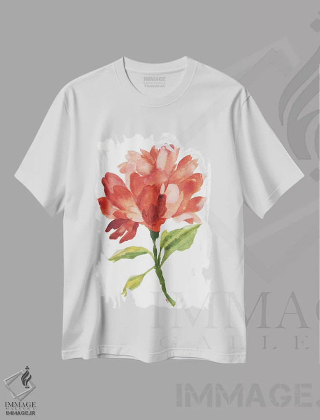 تیشرت سفید طرح دار صدتومانی رز زنگاری، دکور معاصر اثر کیم پارکر | فروشگاه ایماژ