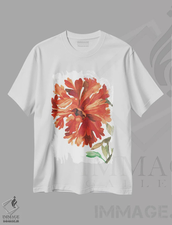 تیشرت سفید طرح دار کوکب قرمز وحشی، دکور معاصر اثر کیم پارکر | immage.ir